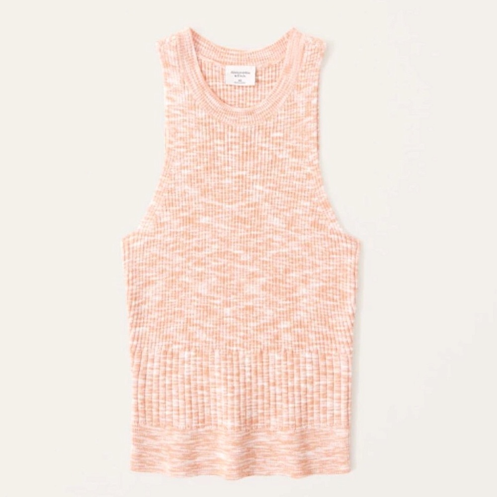 Abercrombie & Fitch NWT Sleeveless Ribbed Women's Top - Orange Space-dye - XL